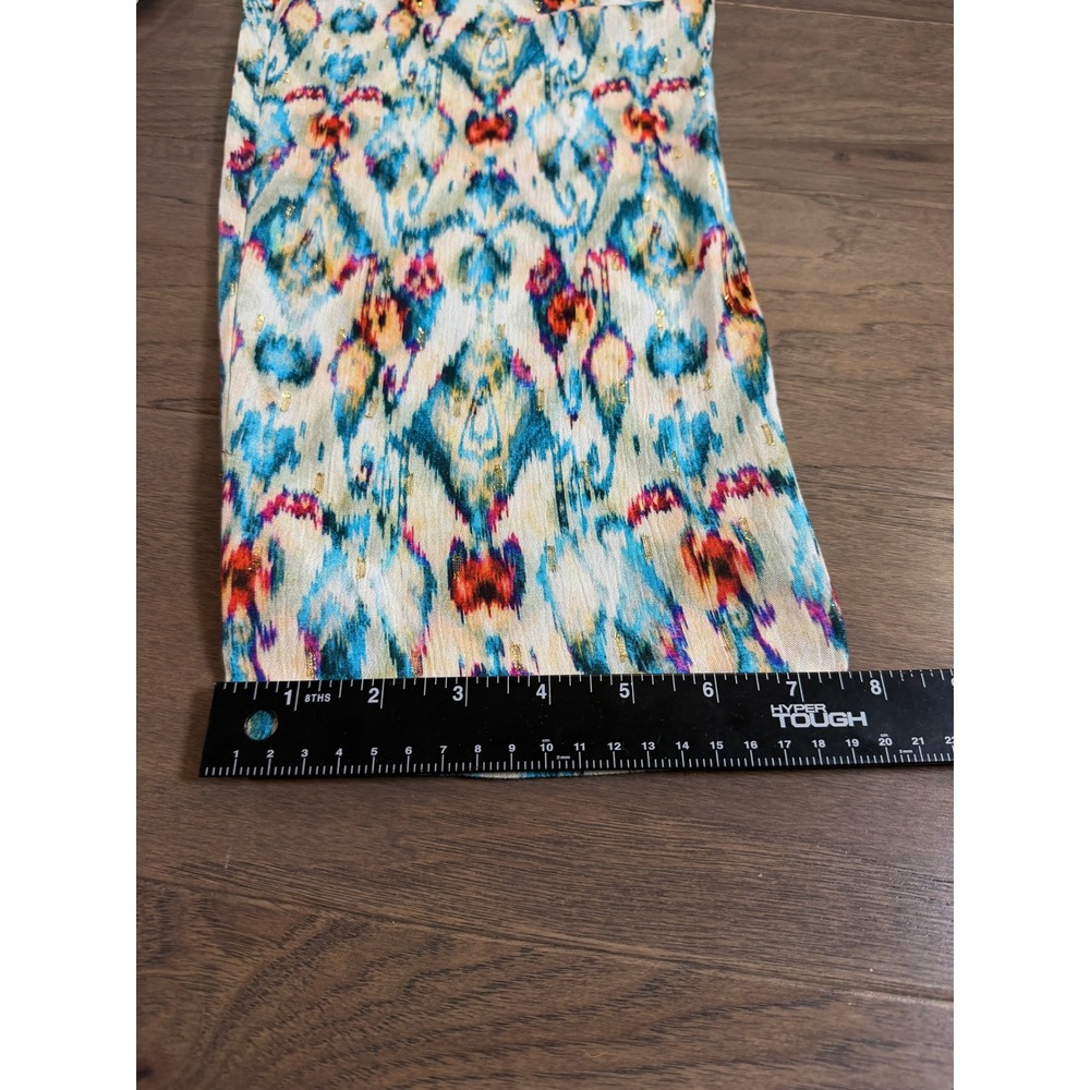 NWT Zara Womens Ikat Abstract Print Metallic‎ Relaxed Pants Blue Orange Medium - Picture 7 of 8